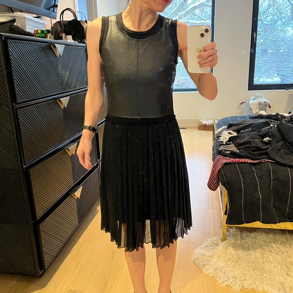 Faux leather black BCBG dress